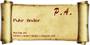 Puhr Andor névjegykártya